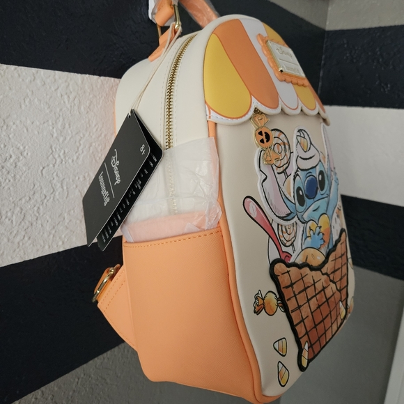 Loungefly Disney Stitch Ice Cream Backpack - Orange, Blue, White - Picture 3 of 7